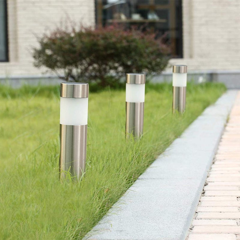 SUNWIND Solar Bollard Lights Outdoor - 6 Pack Stainless Steel Warm White LED Landscape Lights Waterproof Decorative Lighting for Backyard Lawn Patio - Image 2